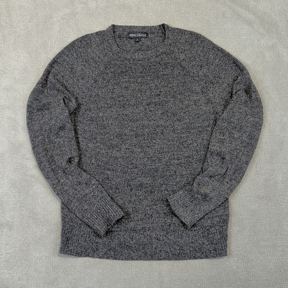 J.Crew Mercantile Sweater Mens Small Gray Lambswool Blend Raglan Crewneck Marl